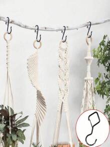 5pcs Heavy Duty S-Shaped Hooks With Safety Latch Design,Rustproof Metal Hooks For Hanging With Safety Buckle Design,Kitchen And Closet Hanging Hooks,Suitable For Plants, Pots, Towels And Bags,Hanging Plants