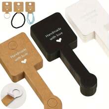 20pcs/100pcs 4x10.2cm Self-Adhesive Hair Rope Necklace Jewelry Display Folding Card Ornament Packaging Label For Small Business - Label Paper - View 2