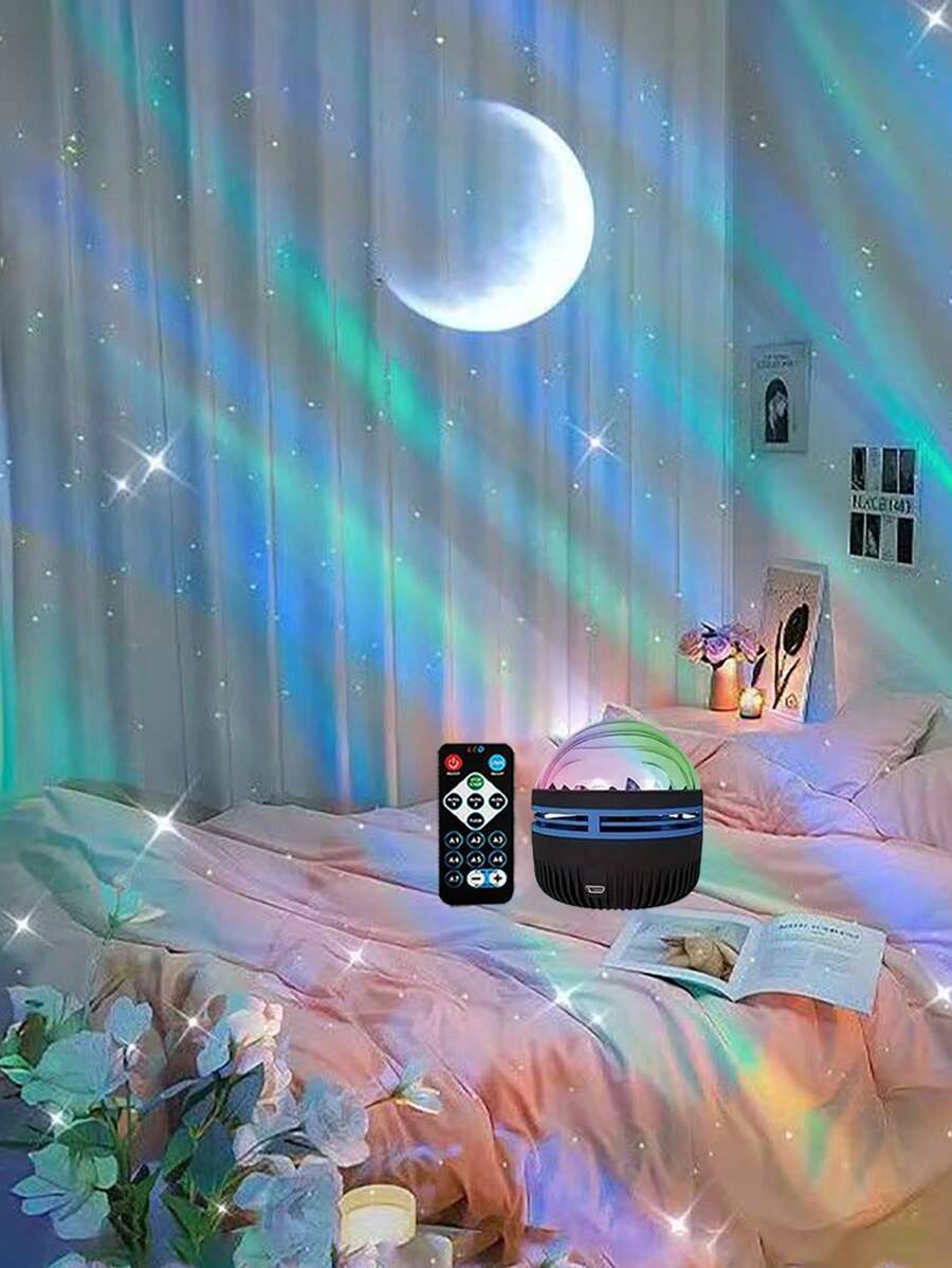 1PC LED极光旋转七彩水波纹星空变色七色氛围灯浪漫灯饰卧室星空投影灯