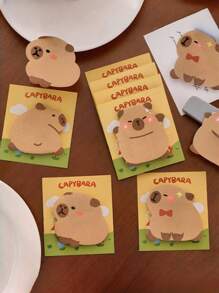 Adorable Cartoon Capybara Self-Adhesive Memo Pad, Sticky Notes For Reminders, Messages, Lists, Cute Office Supplies Back To School - Multicolor - View 6