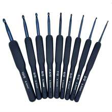 9 件套红色钩针硅胶手柄铝制钩针套装 DIY 编织针用于毛衣编织缝纫针织工具