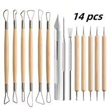 14件套陶瓷艺术工具套装，包括：软陶泥、美甲硅胶点钻笔、画笔、钢珠棒 - 陶泥工具 - 查看 11