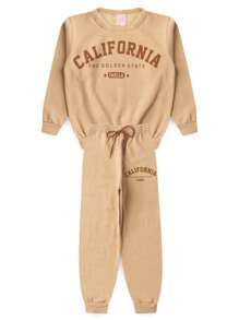 California Girls' Plush Sweatshirt Set - Beige - Màu be - Xem 2
