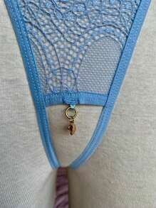 Thong Panties Pendant In Opening Panties In Women's Thongs Sexy Lace Lingerie Sensual Intimate Fashion - Màu xanh nhạt - Xem 5