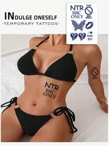 1 件性感黑色黑桃皇后带翅膀扑克牌图案防水草本汁临时纹身，“我爱男孩”情感纹身，肮脏而优雅的手工纹身贴纸，半永久/临时纹身，耐用，假纹身，逼真