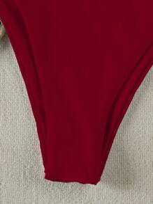 Nuevo bikini sexy de mujer con escote halter y estrellas de mar en color rojo, de estilo casual europeo y americano, adecuado para la playa, vacaciones, fiestas y citas en primavera/verano - Rojo - Ver 4