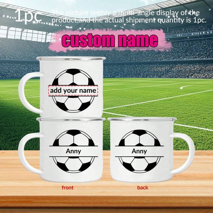 1pc 11/16/12oz Football World Cup Element Personalized Name Tumbler Cup, Customized Name Daily Home Drinking Glass, Surprise Cup, New Year Gift, Birthday Gift, Valentine's Gift, Suitable For Family, Friends, Lovers, Mother's Day, Nurse's Day, Father's Day, Wedding, Graduation Season, Teacher's Day Gift - Multicolor - View 3