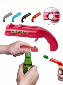 Abridor de botellas con forma de pistola divertida, lanzador, disparador, pistola de juego, abridor de botellas de cerveza creativo para juegos de bebida, familia, fiestas, bares, exteriores, barbacoas. Herramientas divertidas de uso doméstico