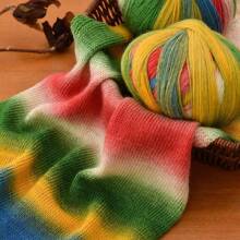 300g Ombre Rainbow Yarn Balls, Multi-Color Long Gradient Dye Wool Yarn For DIY Knitting Crafts, 3pcs/Pack