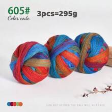 300g Ombre Rainbow Yarn Balls, Multi-Color Long Gradient Dye Wool Yarn For DIY Knitting Crafts, 3pcs/Pack