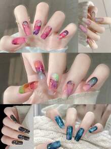 Conjunto de 10 folhas de adesivos de unha marmorizados - Adesivos de unha autoadesivos para mulheres e meninas, tiras descartáveis de esmalte de cobertura total, itens essenciais para unhas DIY