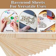 50 Pack Basswood Sheets For Crafts,12"X12"X1/8" 3mm Thick Plywood Sheets With Smooth Surfaces-Unfinished Squares Wood Boards For Laser Cutting, Wood Burning, Architectural Models, Staining - 20包 - 查看 6