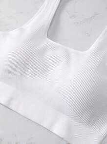 Women Plus Size Seamless Knit Comfortable Easy-To-Wear Sports Bras - White - View 3