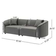 MERAX 87" Curved Contemporary Sofa In Sleek Grey: Plush Seating, Streamlined Design, And Durable Frame – Ideal For Stylish Living Spaces - Grey - View 3