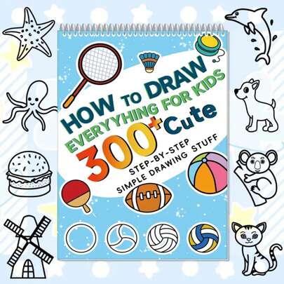 1pc Step-By-Step Drawing Guide, How To Draw Simple Cartoon Characters And Animals - Suitable For Beginners - Enjoy Fun Doodle Style Drawing Experience, Doodle Step-By-Step Learn To Draw, Coloring Book, Back To School Supplies, Halloween, Christmas, Christmas Gift, New Year Gift