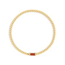 TUANZISP 1pc Women Birthstone Beaded Adjustable Bracelet, Luxury Gold Tone Stainless Steel Elastic Charm Bracelet, Elegant Birthday Gift For Her