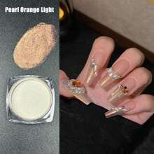 2 Pieces Set Internet Celebrity Hailey's Pearl White Extreme Light Powder Simple Ice Transparent Nude Color White Moonlight Pearl Powder Nail Salon Exclusive - Multicolor - View 2