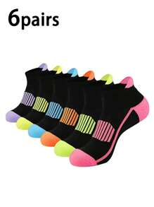 6 Pairs Women's Versatile Comfortable Colored Teal Low Cut Athletic Socks - Multicolor - View 2