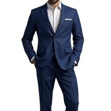 Men's Slim Fit Formal Suit – Sophisticated Design & Slim Fit - Màu xanh hải quân - Xem 2