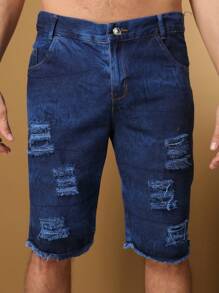 Wholesale Men's Bermuda Jeans Lycra Elastane - Rửa tối - Xem 8