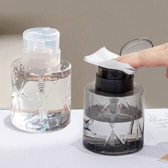 ART LALIC 220ml Lockable Empty Pump Dispenser Refillable Bottle, Nail Manicure Cleaner Makeup Remover Container Press Bottle