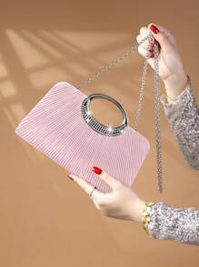Glitter Bling,Shiny Glamorous,Elegant 1pc Rhinestone Decorated Fashionable Metallic Clutch Evening Bag, Suitable For Women'S Parties, Weddings, Dinners, Banquets Dinner Bag For Party Girl,Woman,For Female Perfect For Party,Wedding,Prom,Dinner/Banquet,For Best Gift For Women