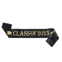 1 Black Senior 2025 Satin Sashes With Golden Printing - "CLASS OF 2025" Graduation Party Supplies For Celebrations, Perfect For Graduates And Graduation Events, Event Graduation Items | Class Of 2025 Apparel | Fabric Sash - Multicolor - View 9