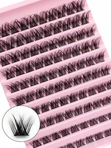 Rikuaild 100片D型卷翘纤细单根假睫毛，DIY蓬松交叉簇状假睫毛，浓密自然柔软假睫毛，睫毛簇，单根假睫毛，睫毛，假睫毛 - D - 查看 6