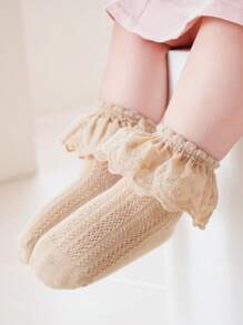 1 Pair Breathable Girls Lace Ruffle Trim Princess Socks - Multicolor - View 6