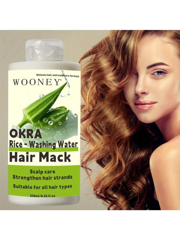 Okra Hair Mask & Rice Water Hair Mask Moroccan Argan Oil Mask - Deep Conditioning Moisturizer For Dry, Extremely Damaged Hair - Hydrating Repair