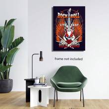 Set Of 1/3 Pcs Pop Rock Music Wall Arts Posters Witty Rock And Roll Guitar Design Pictures Canvas Printing Posters Bar Living Room Bedroom Home Decoration Unframed-Style ,Wall Art With Frame
