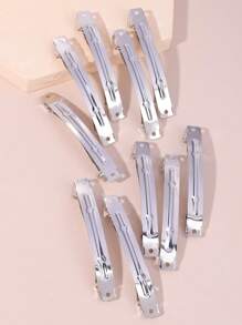 5-100pcs/Pack Regular Simple Metal Snap Hair Clips Claw Clips Hair Claws Hair Barrettes, School Stuff, Hair Accessories, Head Accessories, Hair Accessories For Women - Silver - View 3