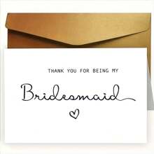 1 张优雅婚礼贺卡、感谢卡（带信封）个性化简约设计，适合婚礼准备和婚礼结束，伴娘邀请卡，婚礼邀请问候感谢伴娘完美选择贺卡（12 厘米/4.7 英寸 X 17 厘米/6.7 英寸） - 彩色 - 查看 14