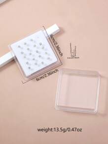 Nooxian 20 件/套经典水晶水钻白钻鼻钉套装 - 銀色 - 查看 6