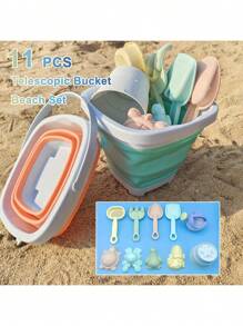 11 件沙滩玩具套装 - 有趣的莫兰迪色组合 - 适合儿童的完美户外玩具！沙、儿童沙滩、户外沙滩玩具、儿童帐篷、沙滩玩具、沙滩、沙滩玩具、儿童沙滩用品、沙滩桶沙、水上玩具 - 彩色 - 查看 8