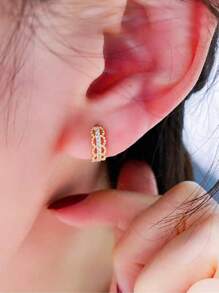 BALMORA 1 par de brincos de prata esterlina S925 da moda com renda de ouro 18K, fivela de orelha vazada de zircônio, estilo gota de orelha pequena, brincos de alça de orelha para meninas/mulheres/namoradas/mães, presente de festa retrô, uso diário, presente de aniversário, comemoração, dia