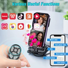 1pc Round Wireless Remote Control, Scrolling Ring With Battery Level Display, For E-Book Reading, Video Scrolling, And Camera Shutter - USB Rechargeable, Long-Lasting Lithium Polymer Battery, Portable Slouchy Operation Mode, Compatible With IPhone, IPad, Android Devices Suitable For Summer Vacation, Travel Holiday, Portable Camera Shutter Wireless Shutter