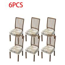 1/2/4/6pcs Elastic Printed Seat Cushion Covers For Chairs, Hotel/Home Use