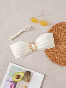 بكيني نسائي ذو ربطة حول الرقبة للصيف، ملابس علوية ملابس السباحة، ملابس للارتداء في شاطئ ومنتجعات مع أربطة قابلة للفصل