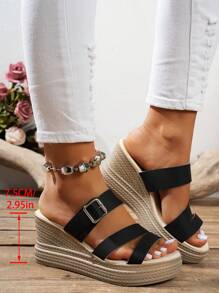 Sandalias de cuña con tacón y plataforma cómodas y versátiles de suela blanda