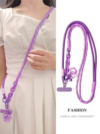 1 件双星铃铛吊坠挂绳，长款斜挎风格高端时尚男女款，户外便携式可拆卸项链链带垫礼物，适合母亲、家人、朋友、生日、节日手机饰品、手机链