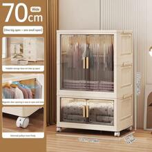 Foldable Wardrobe Cabinet, Plastic Multi-Layer Storage Rack, No Assembly Required - Transparent - View 17