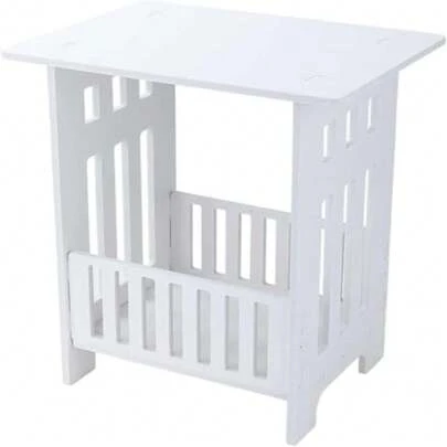 Modern 3 Tier Side Table 49x46x29.5cm - Space-Saving Wood Nightstand End Table For Home Bedroom Living Room With Easy Assembly