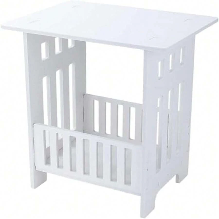 Modern 3 Tier Side Table 49x46x29.5cm - Space-Saving Wood Nightstand End Table For Home Bedroom Living Room With Easy Assembly - 白色 - 查看 1