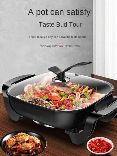  AORAN Electric Frying Pan,12x12 Inch Non-Stick Ceramic Electric Pot With Glass Lid - 1500W Adjustable Temperature Controller, Aluminum Base For Even Heat Distribution, Frying Baking Steaming Boiling, Easy Clean & 110V US Plug, Home Kitchen Essentials ﻿