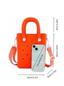 Mini Rubber Summer Beach Bag, EVA Hole Travel Tote Bag, Waterproof Storage Bag For Outdoor Sports Pool Boat - 橘色 - 查看 7