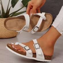 Women's Casual Fashion Adjustable Buckle Comfort Arch Support Sandals, Cork Insole Sport Memory Foam Cushioning Anti-Slip Orthopedic Sandal Slippers - 白色 - 查看 4