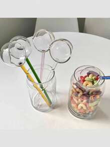 Multicolor High Borosilicate Glass Spoon, Kitchen Accessories, Kitchenware, Heat-Resistant Kitchen Spoon, Milk Coffee Salad Spoon, Long Handle Baking Stirring Spoon, Dessert Stirring Spoon, Hot Oil Spoon, Very Suitable For Milk, Coffee, Tea, Cocktails, Soup, Cold Drinks, Desserts, Etc., Suitable For Bars, Banquets, Parties, Restaurants And Homes, Ideal Gifts. Mother's Day Gift - Multicolor - View 13