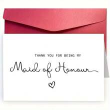 1pc, A Sincere Wedding Card, Thank You Card, (With Envelope) High Quality Paper , 'THANK YOU FOR BEING MY MAID OF HONOUR' For Wedding Site And Wedding End, Perfect Gift For Bridesmaids, Perfect Choice For Wedding Invitation Bridesmaids Good Card (12cm/4.7in X 17cm/6.7in) Inch X 17cm/6.7 Inch)