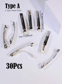 5-100pcs/Pack Regular Simple Metal Snap Hair Clips Claw Clips Hair Claws Hair Barrettes, School Stuff, Hair Accessories, Head Accessories, Hair Accessories For Women - Silver - View 23